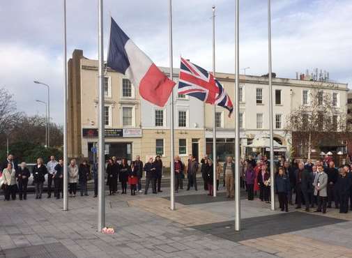 More than 100 people gathered in Gravesend to remember the victims of the Paris terror attacks