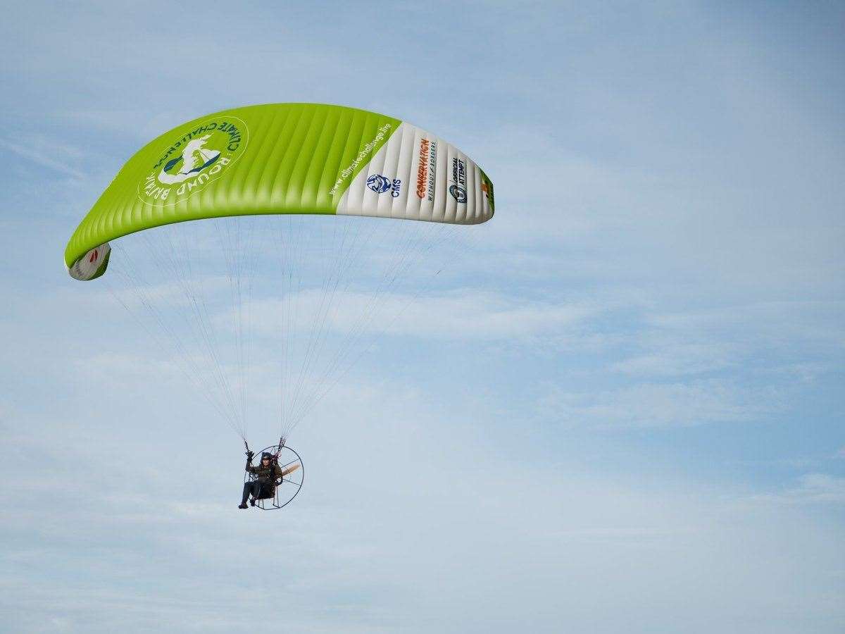 Sacha Dench was taking part in a 3,000-mile Round Britain Climate Challenge on a paramotor. Picture: SachaDench.com