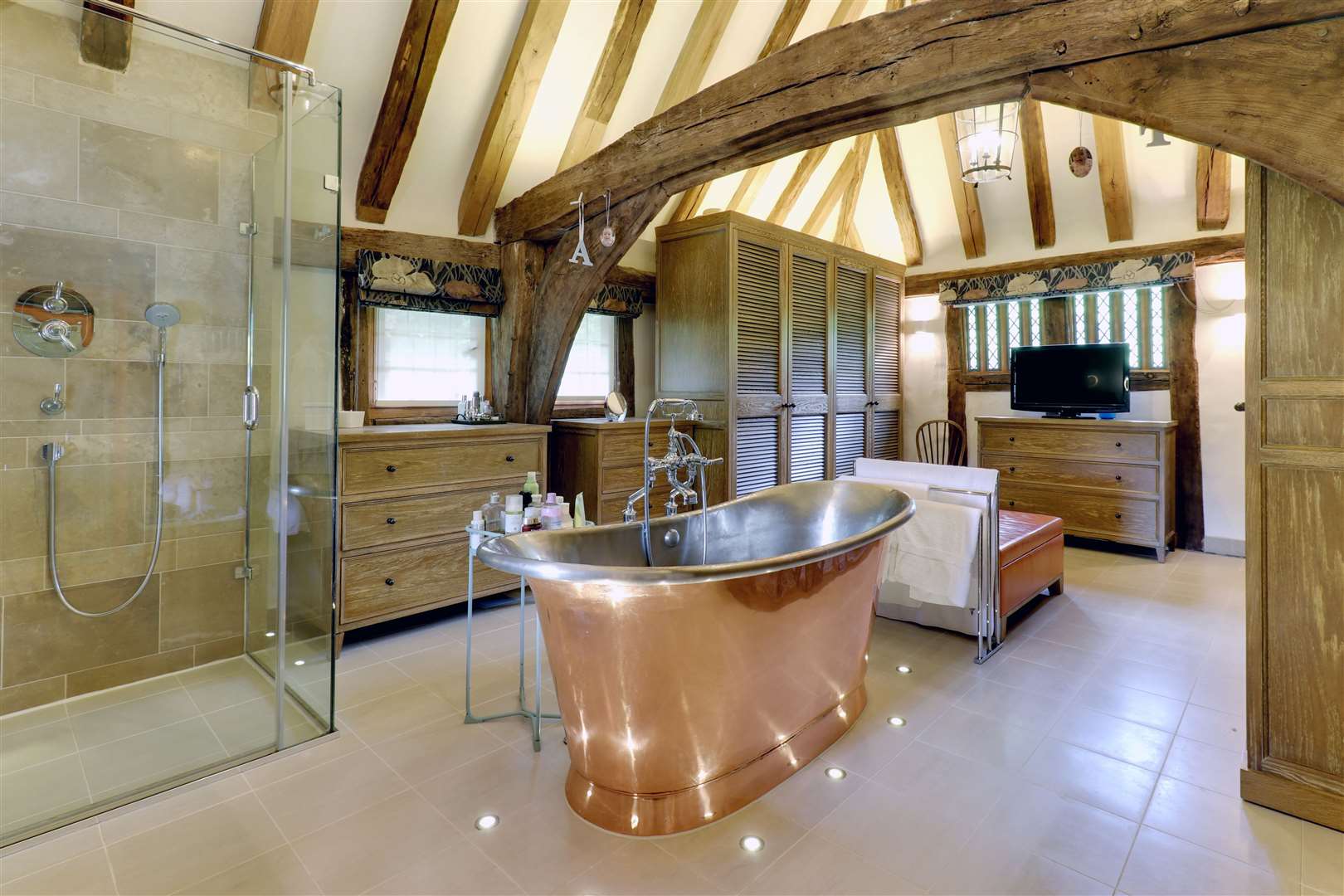 Spend a relaxing evening in the beautiful freestanding bath. Picture: Savills