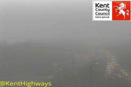 Delays and fog on Blue Bell Hill. Picture: Kent Highways
