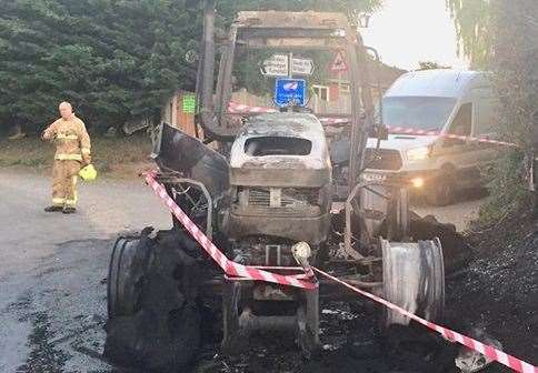 A tractor was burnt out in Pett Lane, Sittingbourne last month