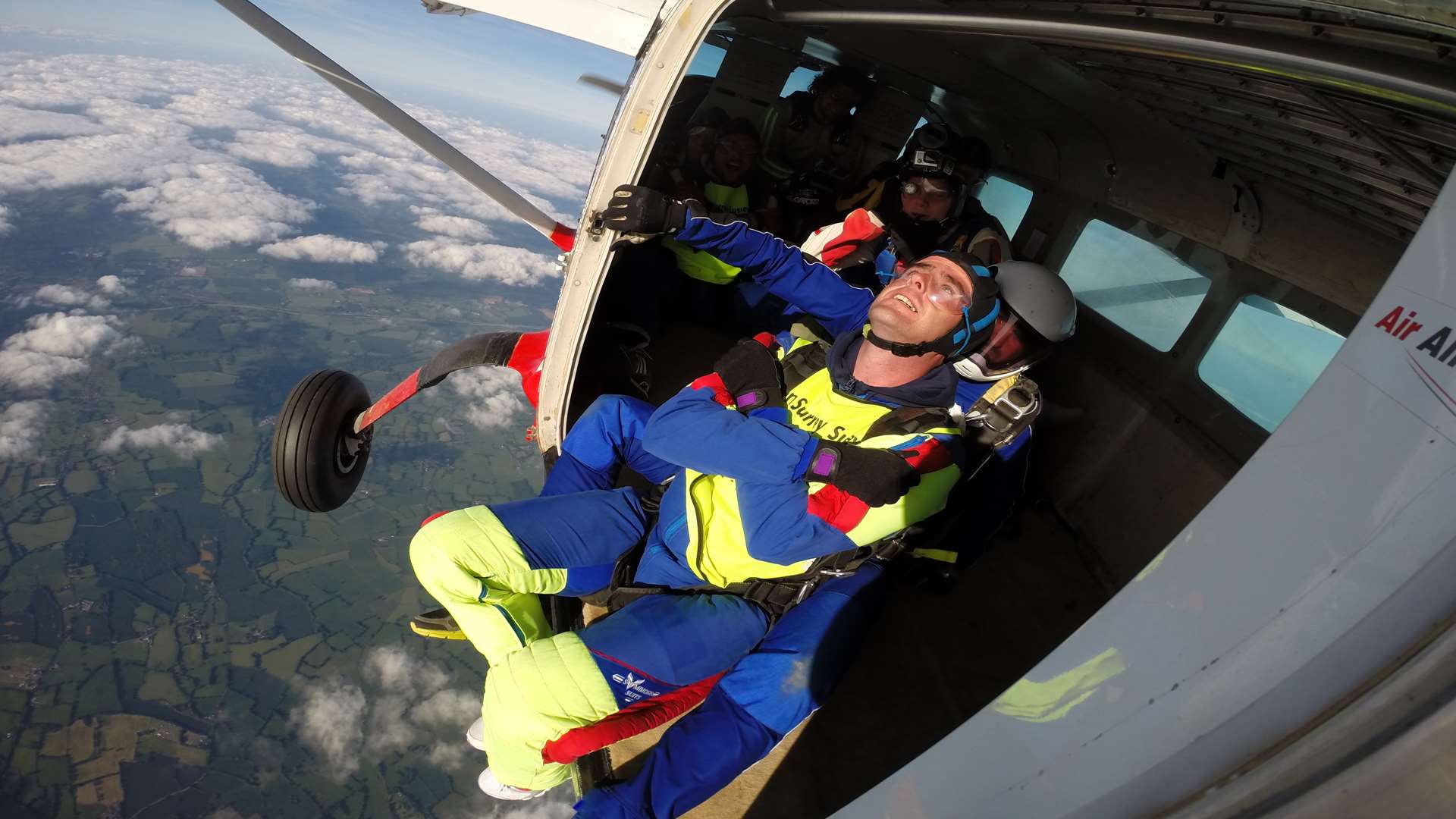 Trevor McBean about to make the jump from 12,000 feet