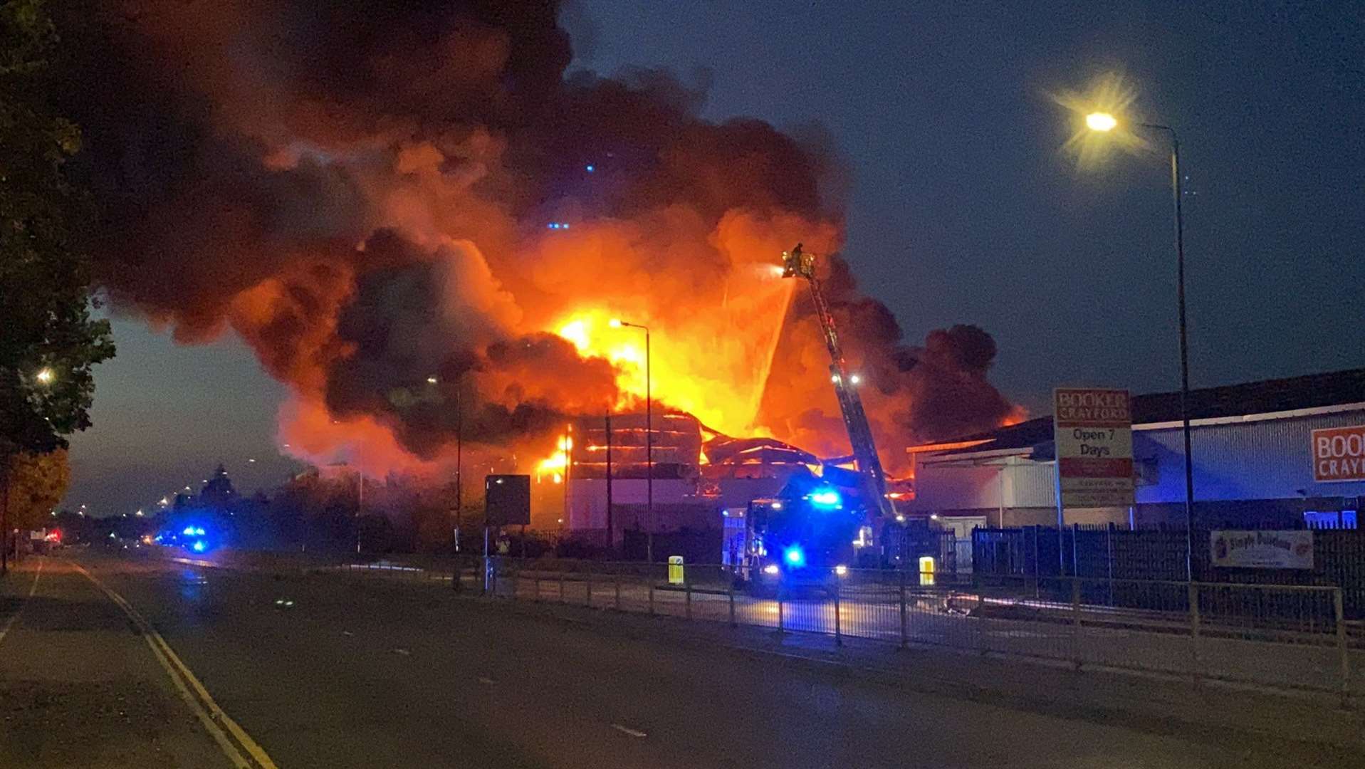 More than 100 firefighters tackled the blaze on the Optima Park, near Dartford. Photo: Graham Brown