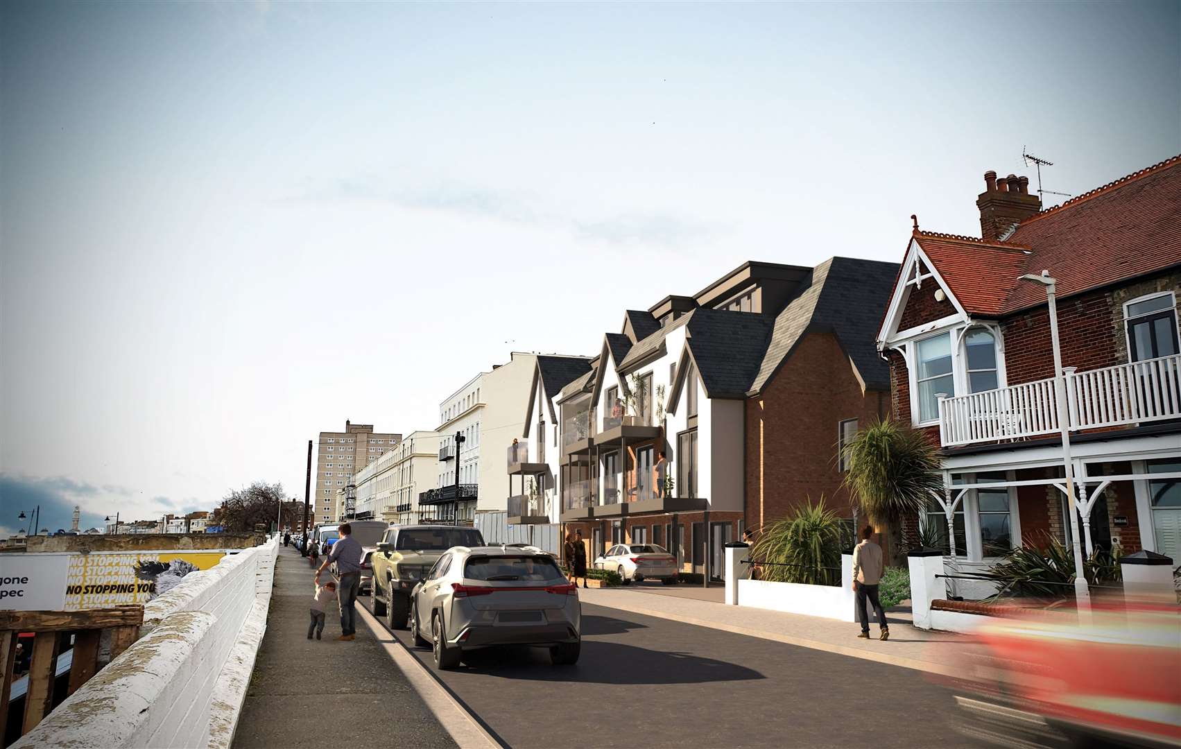 A computer-generated street view image of what 'The Tides' development will look like in Herne Bay. Photo: Miles & Barr