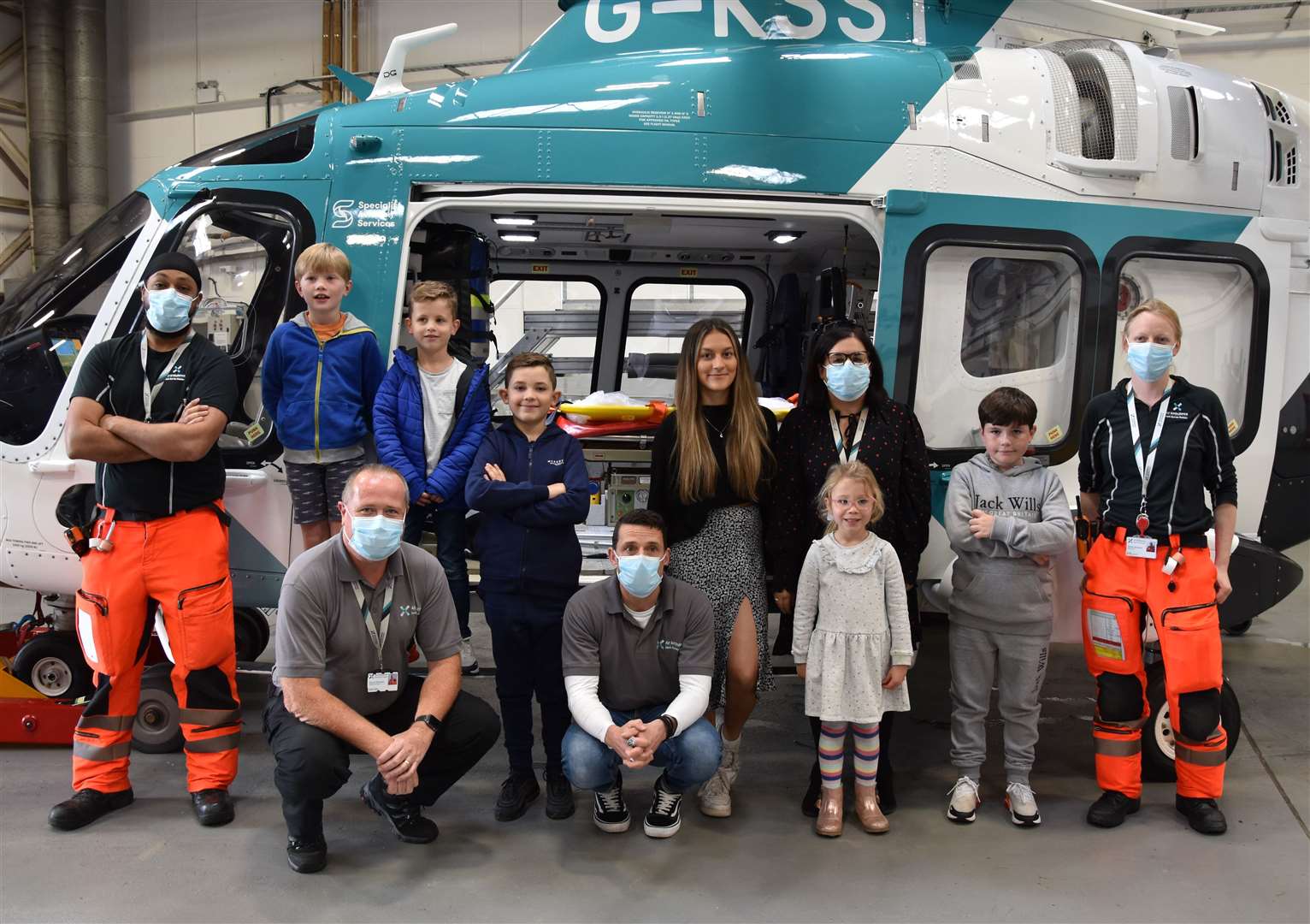Charlie and the other KSS young ambassadors on a trip to the charity's base in Redhill. Picture: KSS