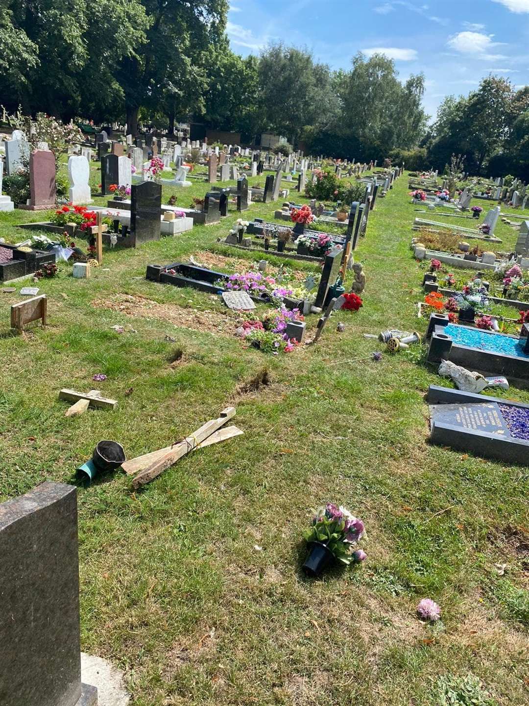 Graves in Park Road, Swanscombe, were vandalised and damaged. Picture: Emma Ben Moussa (39104763)