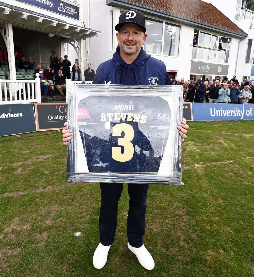 Darren Stevens with his now-retired number three Kent shirt. Picture: Max Flego Photography