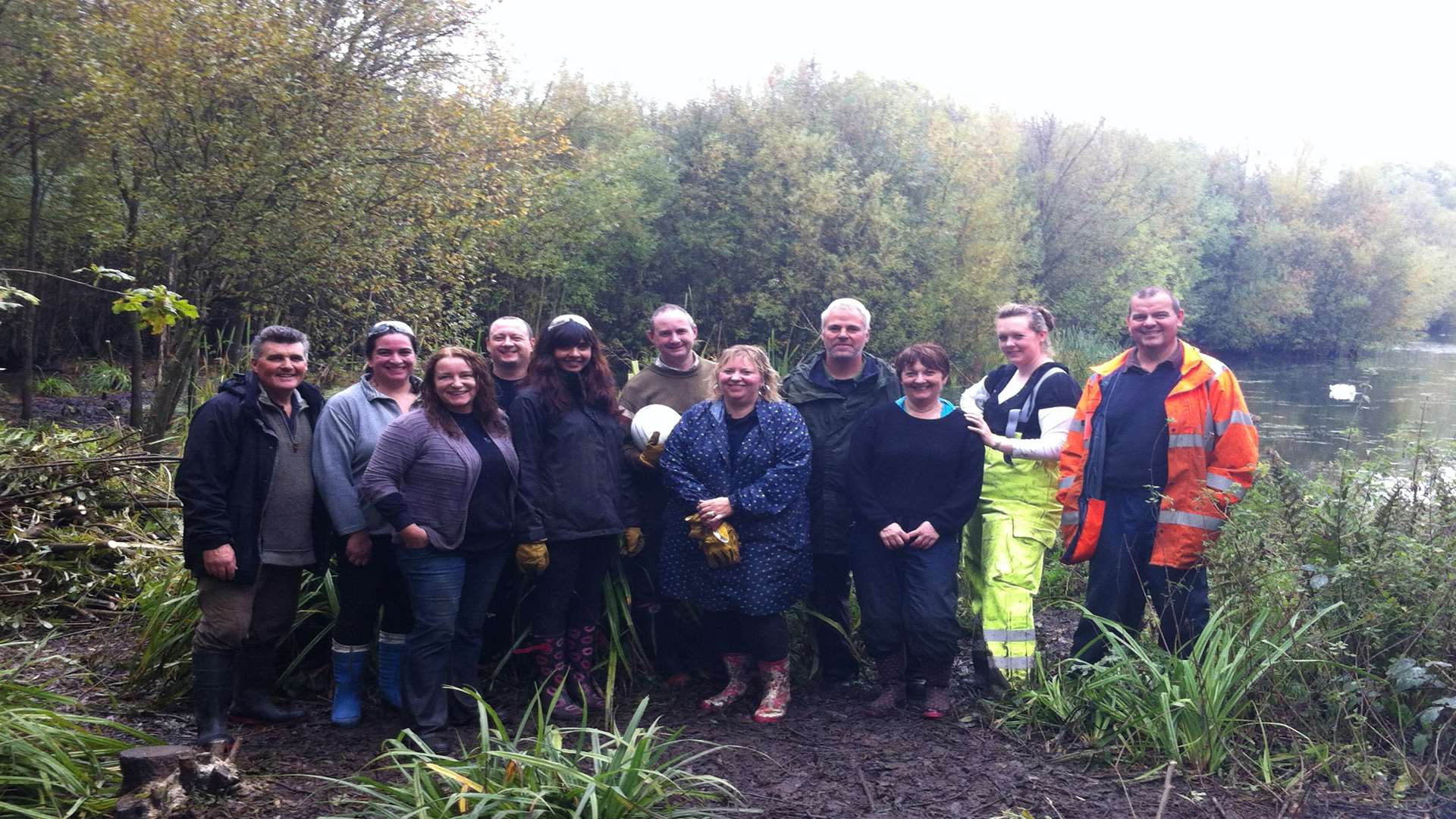 Power workers volunteering with Kent Wildlife Trust in Sevenoaks