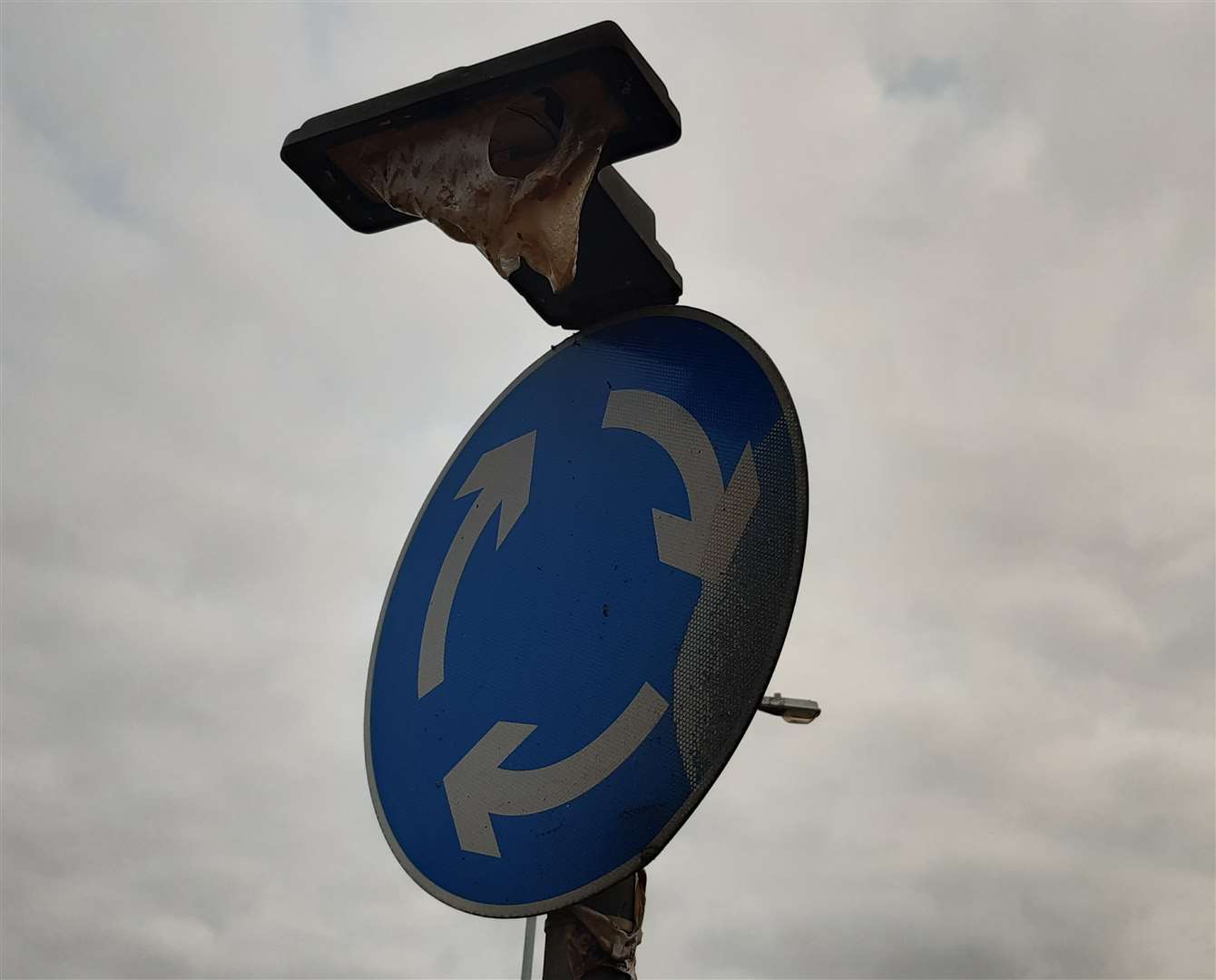 A street sign lamp had melted following the incident in Beechings Way, Twydall