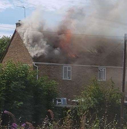 Fire crews were called to the blaze at about 2.30pm