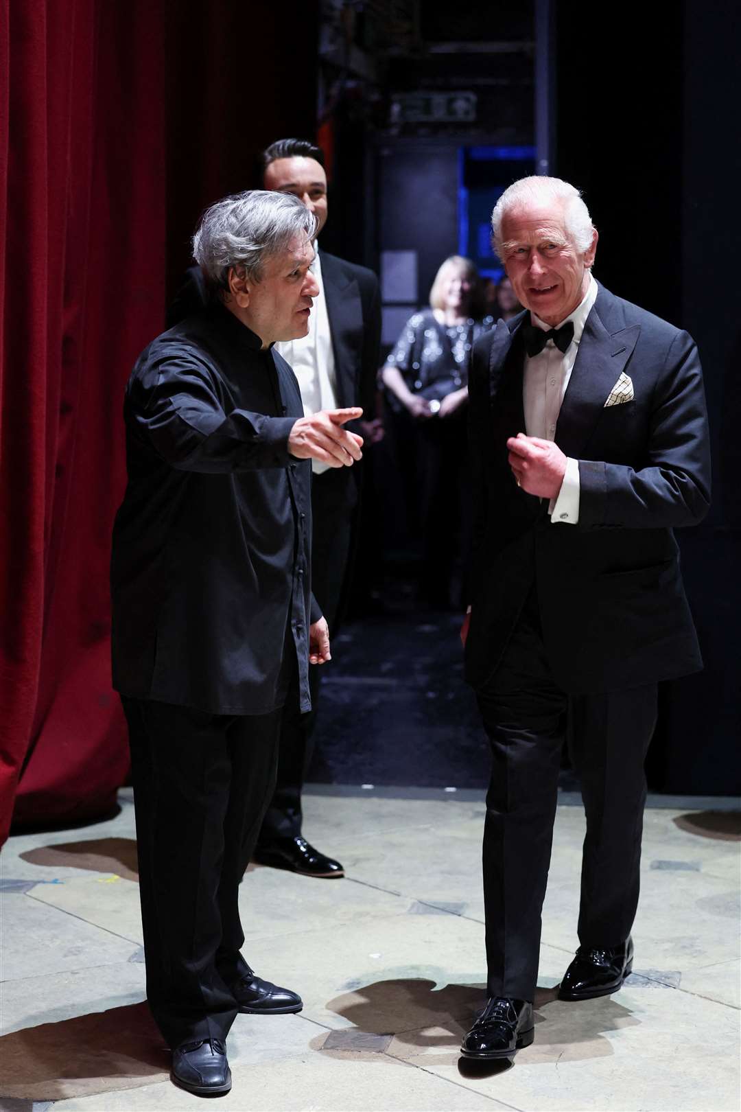 Charles with outgoing music director Sir Antonio Pappano (Isabel Infantes/PA)