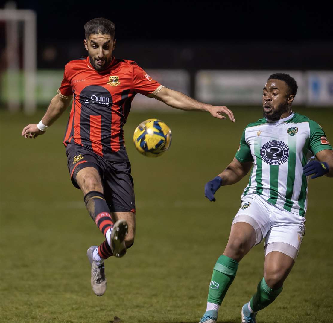 Sittingbourne man Toch Singh takes the game to VCD. Picture: Ian Scammell