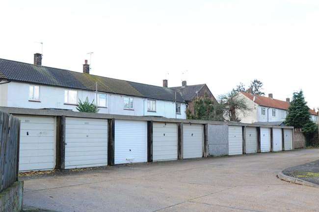 Garages in Westerham Close, Twydall, where new homes will be built
