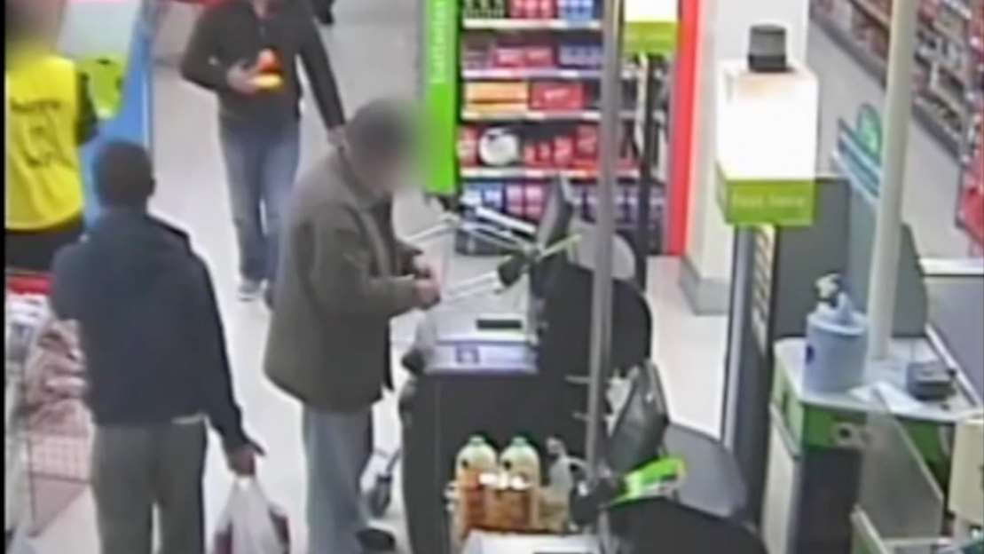 The gang was captured on CCTV at a supermarket