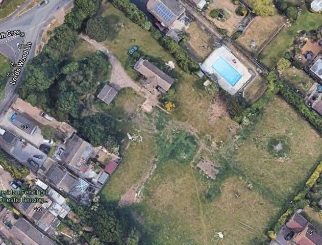 The plot of land off Swift Crescent, Lordswood Photo: Google Earth
