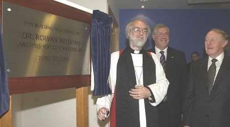 Dr Rowan Williams unveils the plaque. Picture: BARRY CRAYFORD