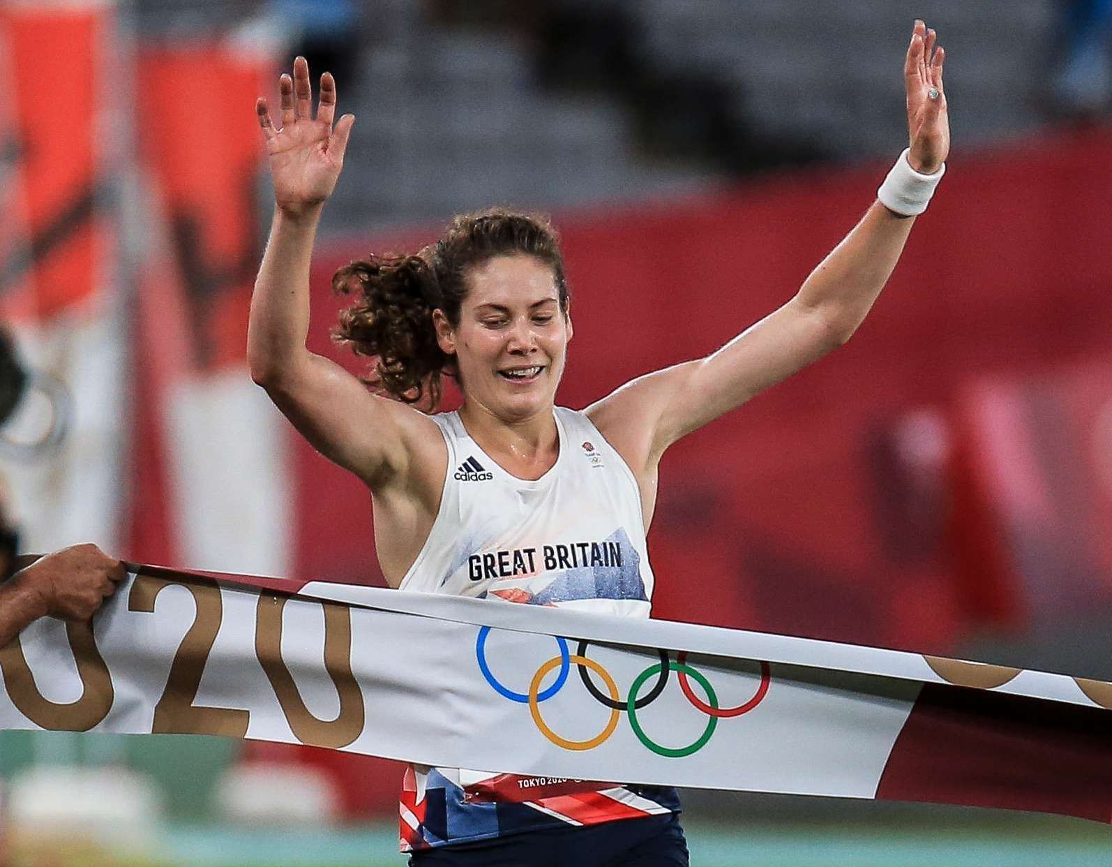 Meopham's Kate French crosses the line to win gold on Friday. Picture: UPIM Media (49974477)