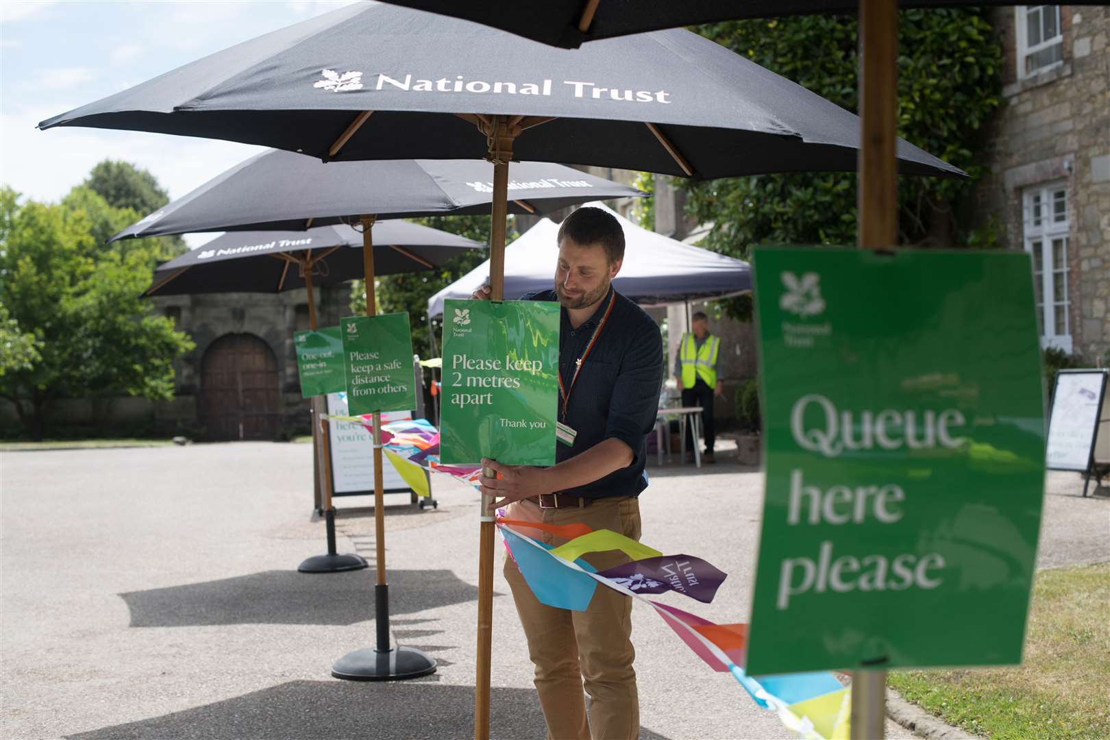 Signage at the National Trust’s Petworth House in West Sussex as it welcomes back visitors (Stefan Rousseau/PA)
