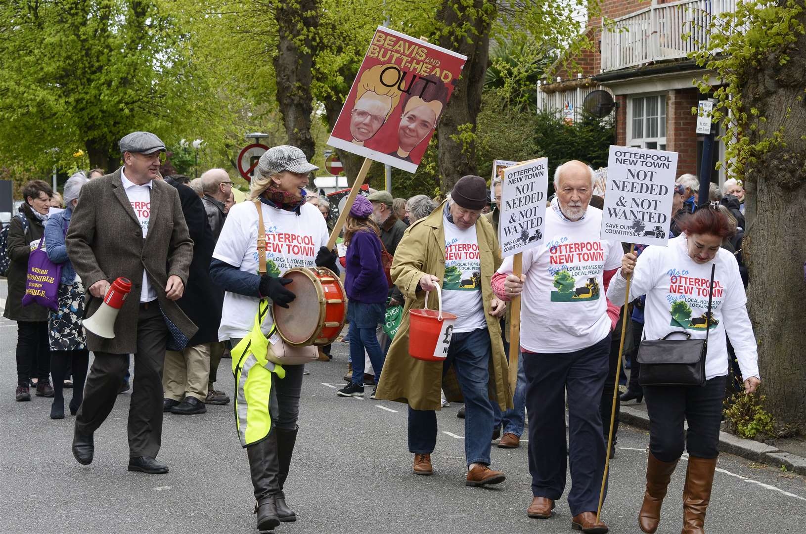 Opponents of the Otterpool Park scheme march in Hythe in 2019. Picture: Paul Amos