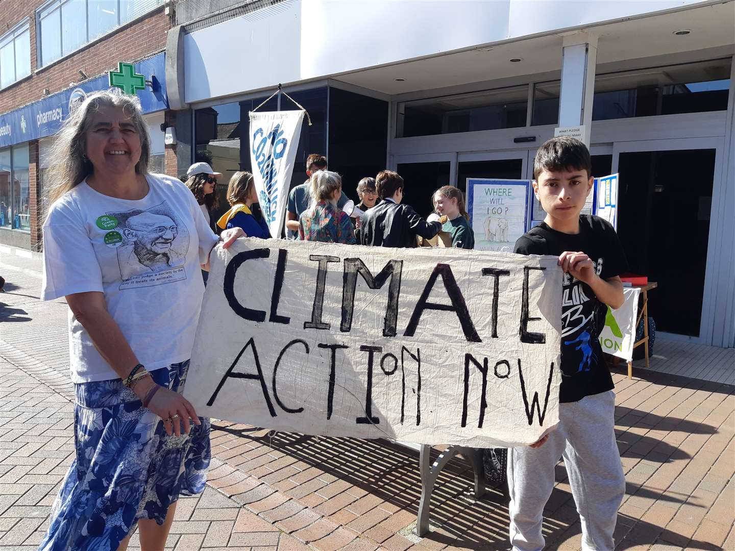 Climate campaigners Beccy Sawbridge and 14-year-old Savalan Baycan