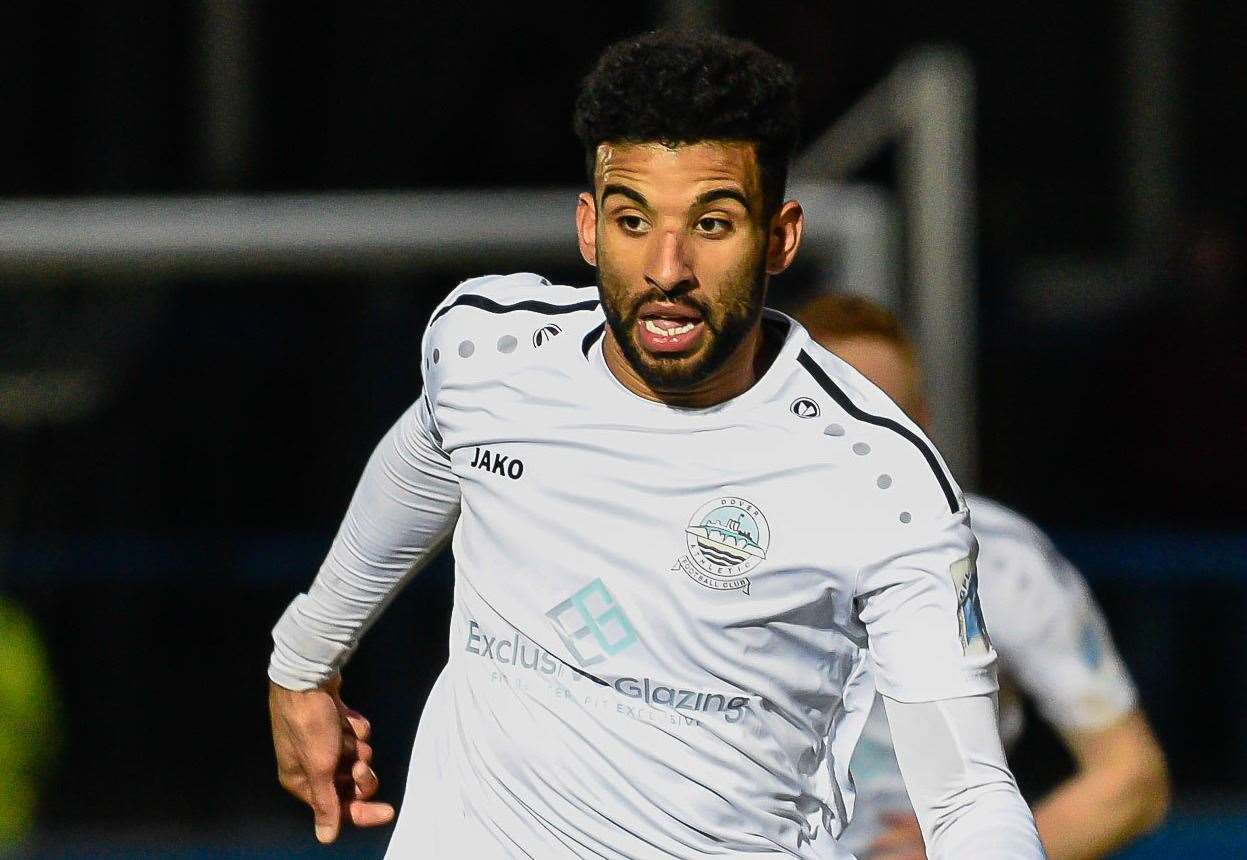 Oscar Gobern was sent off for Dover on Tuesday night Picture: Alan Langley