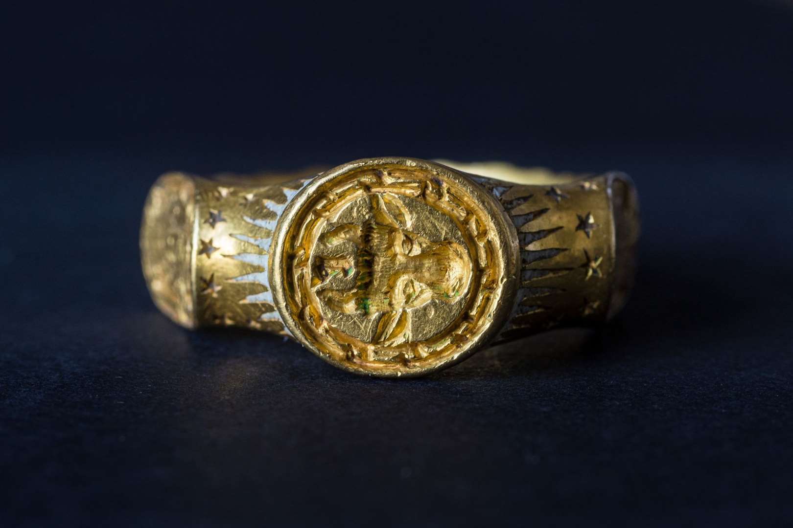 A rare Tudor gold signet ring believed to have belonged to a member of the Boleyn family. The ring is engraved with a bull’s head which also appears in the arms of the Boleyn family, including in a version on the seal of a document from Thomas Boleyn dating to that period. It went on display in the Great Hall at Hampton Court Palace from February 8, 2023. It was bought by Historic Royal Palaces with generous support from the Arts Council England/V&A Purchase Grant Fund, the Art Fund and the Meakins Family