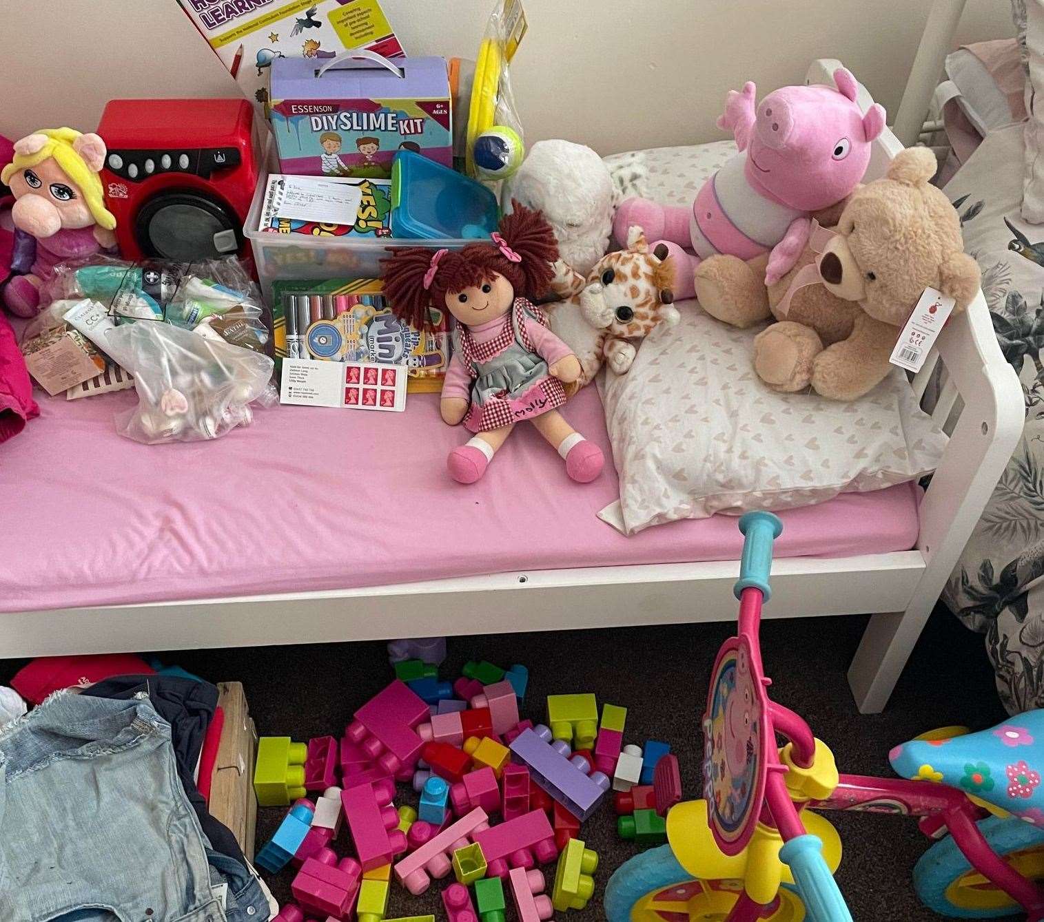 Items donated for the little Ukrainian girl and her mum. Picture: Heidi Whittaker