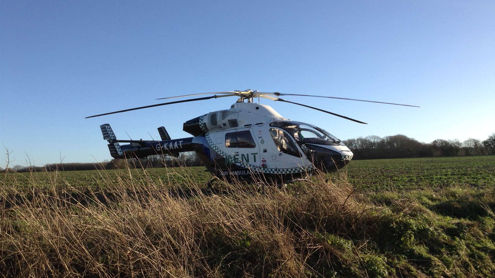 A driver was taken to hospital after the crash, which involved the air ambulance