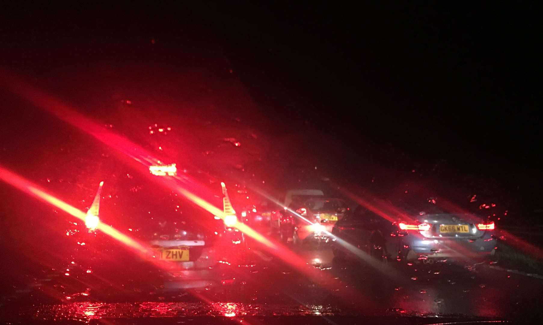 Cars are at a standstill along the M2