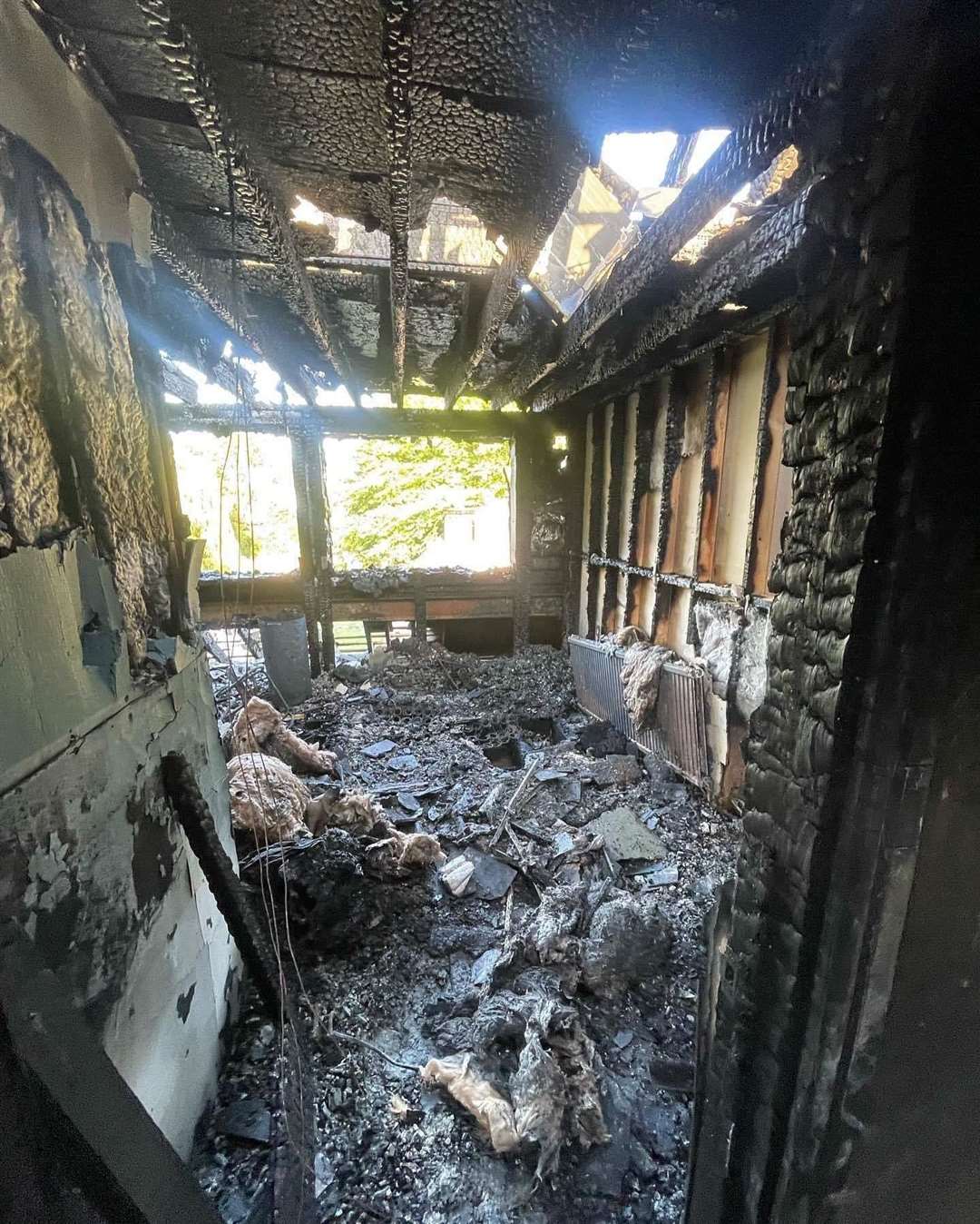 What is left of the bedroom where the blaze started