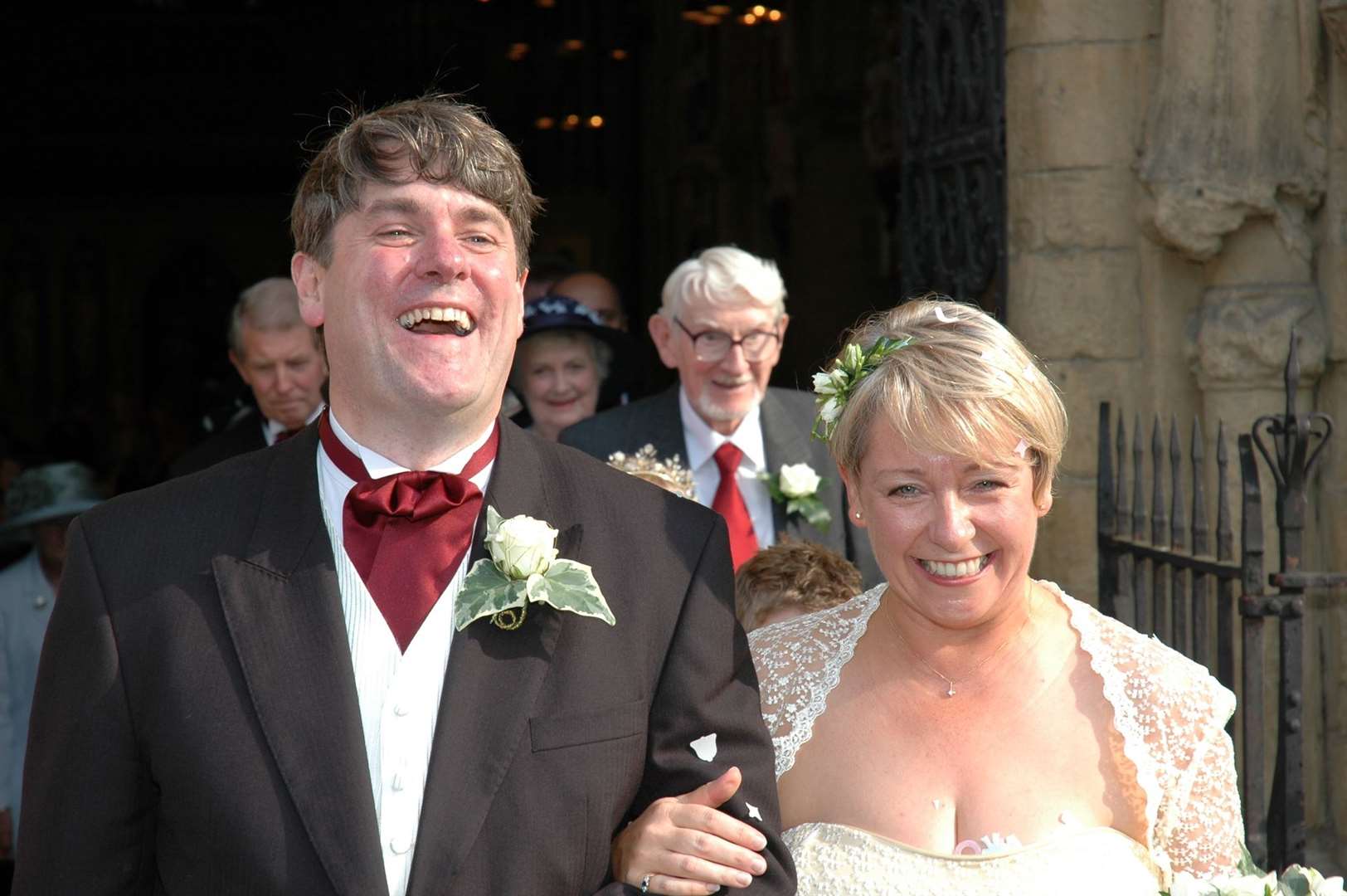 Dr Gill Fargher and her late husband Tris on their wedding day