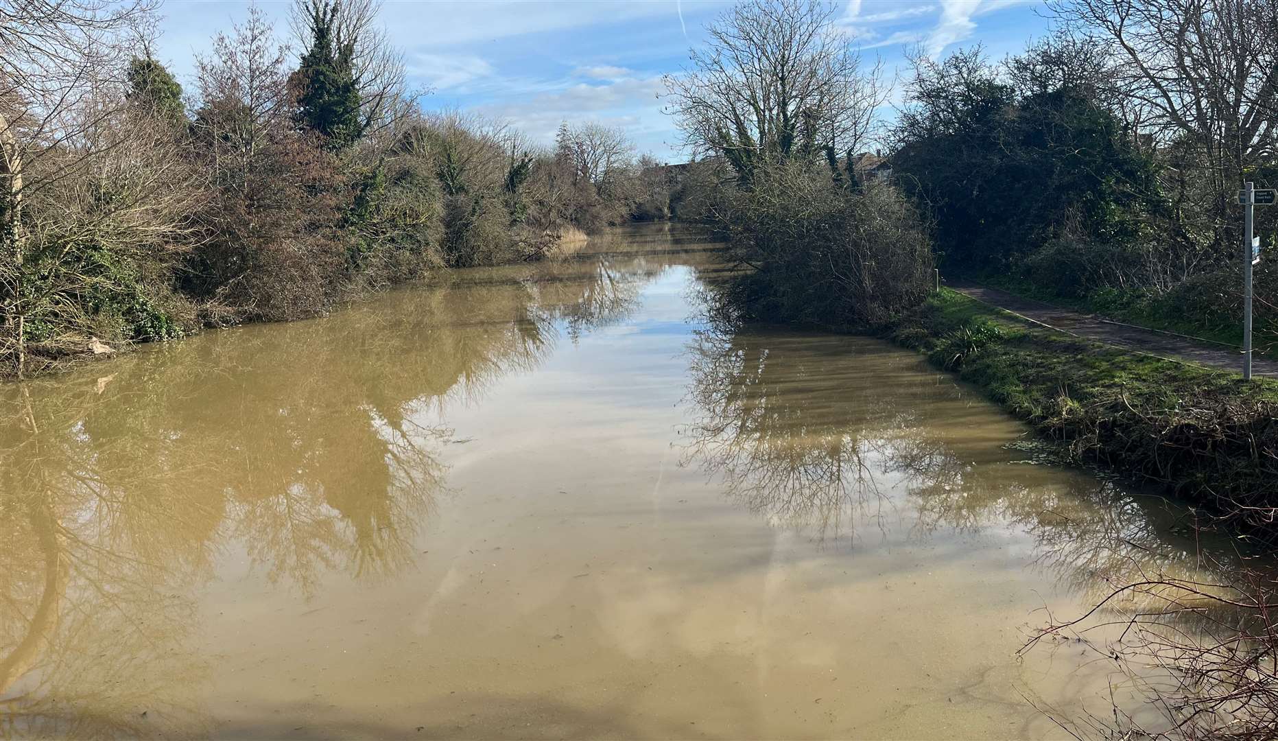The Royal Military Canal in Hythe burst its banks earlier this week