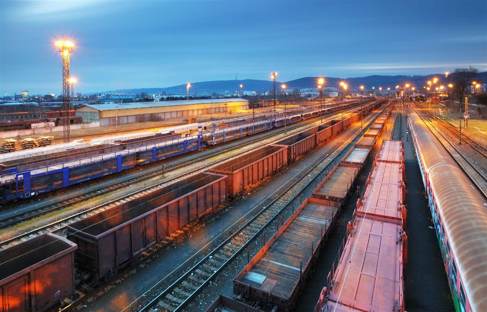 A freight train is stuck on the line. Stock image