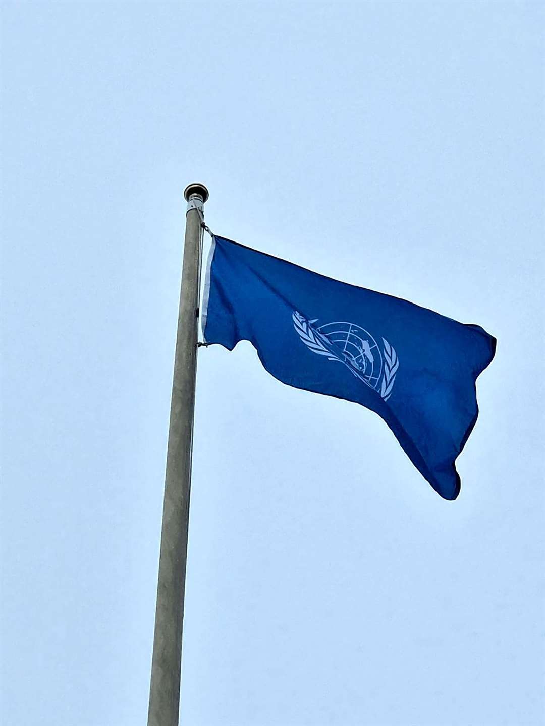 The United Nations flag was raised