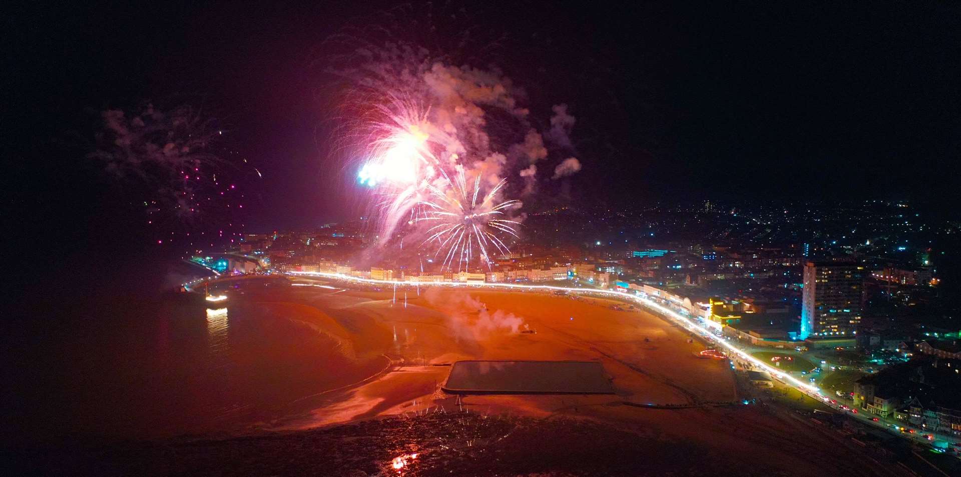 The firework display was seen from all around Margate. Picture: SkyFairy Aerial Film and Photography
