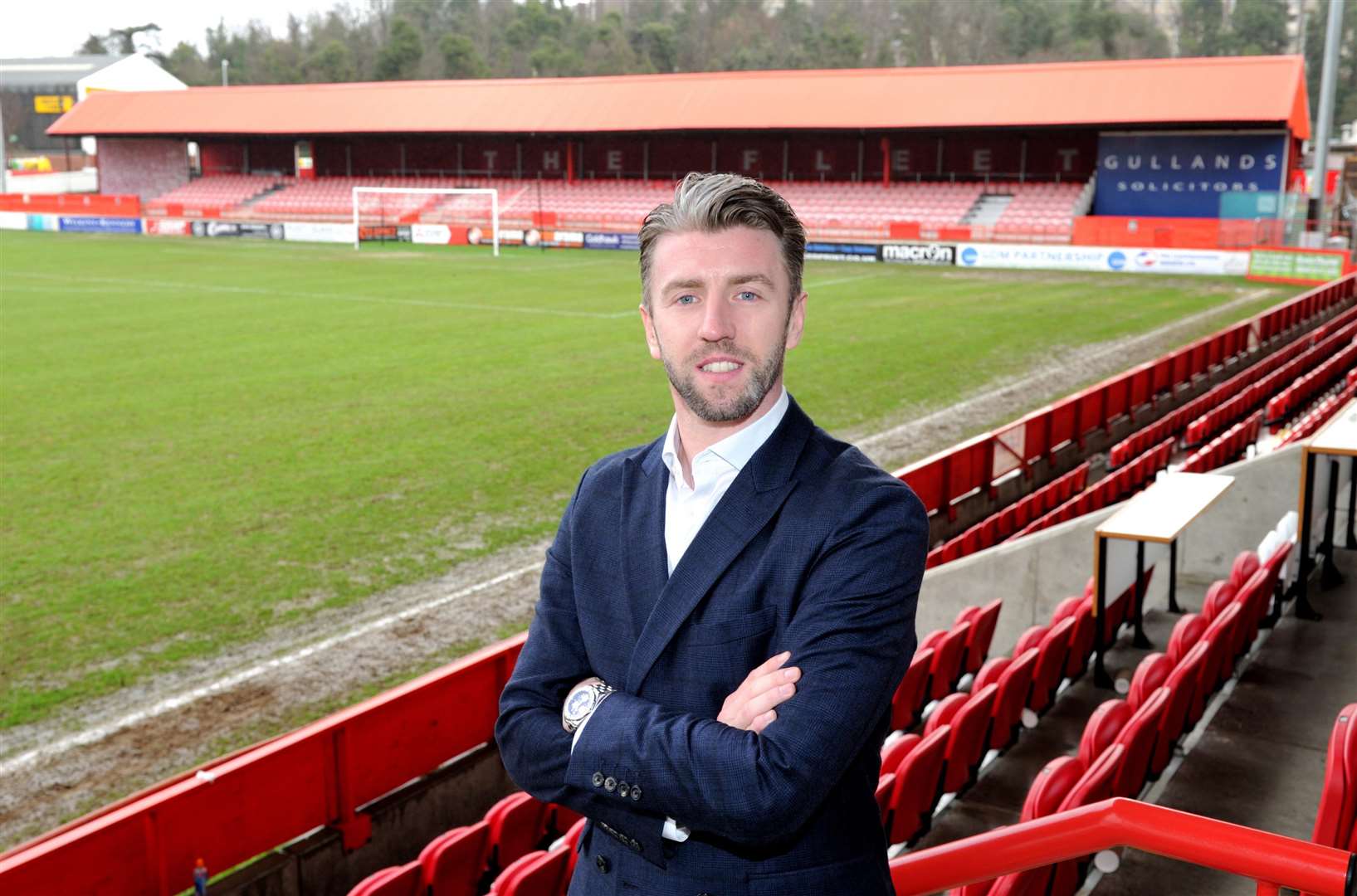 Ebbsfleet vice-chairman Dean Pooley pictured in front of the Plough End Picture: Simon Hildrew