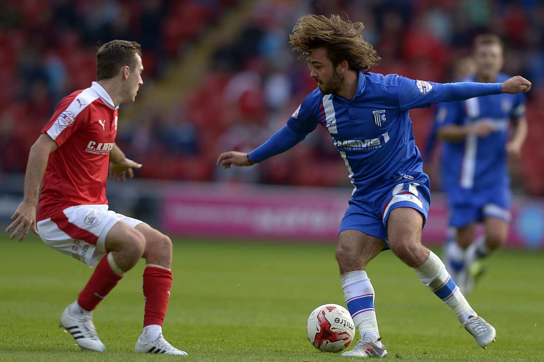 Bradley Dack looks for a way past his man against Barnsley in September. Picture: Barry Goodwin
