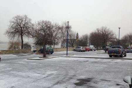 Snowy conditions in a Gravesend car park this afternoon