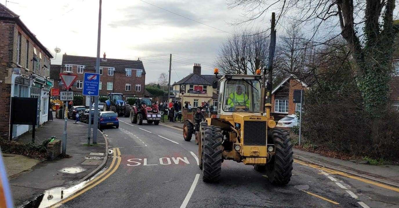 The tractor parade through Crockenhill and Farningham