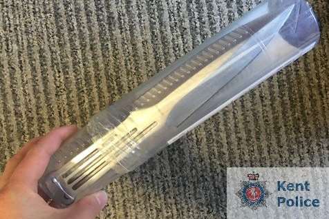 The knife used in the raid. Picture: Kent Police.
