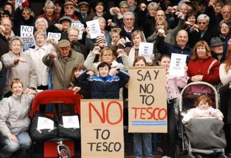 Residents were out in force to protest against Tesco's plan