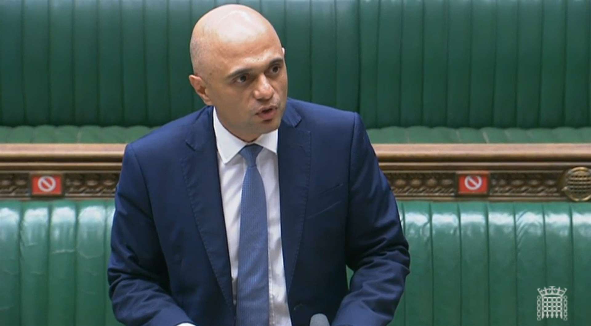 Health Secretary Sajid Javid speaking in the Commons. Picture: Parliament TV