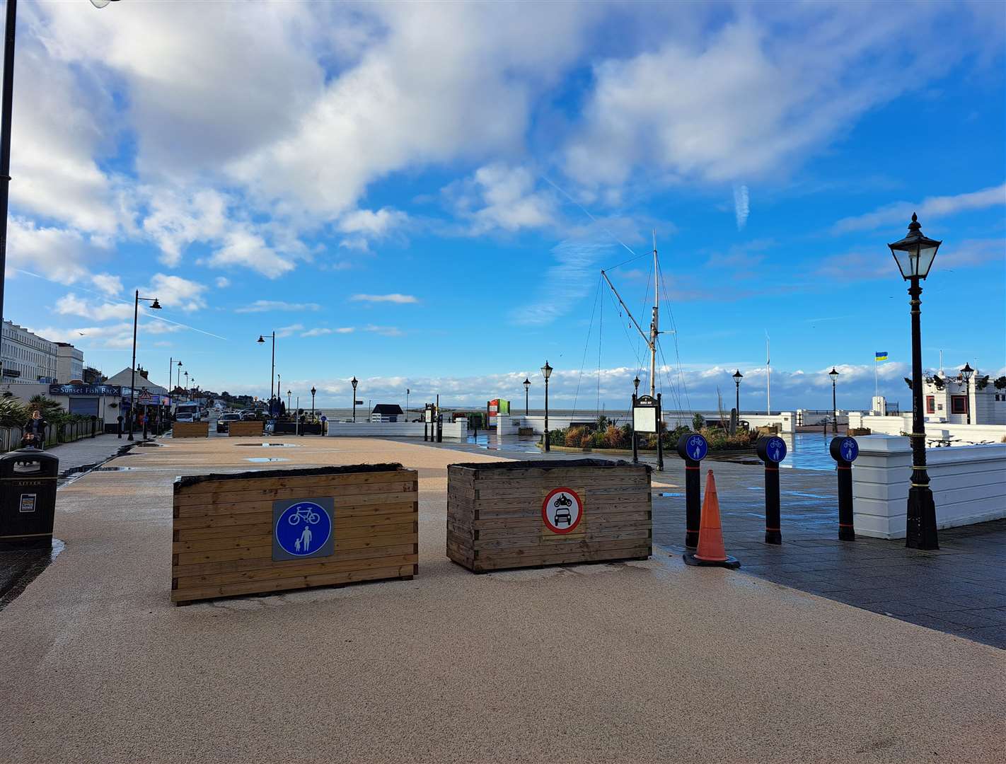 The newly installed plaza has resulted in the permanent closure of a section of Central Parade, Herne Bay