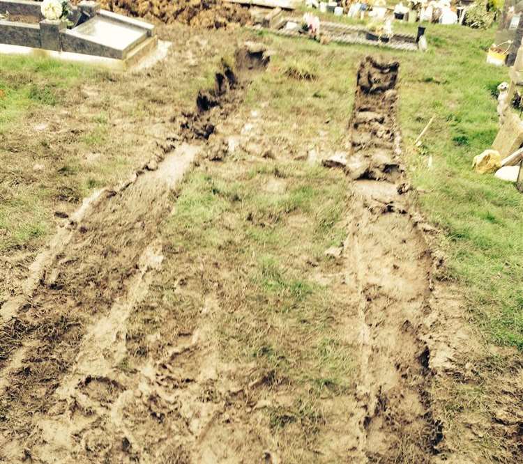 A digger was driven over the grave at Sheppey Cemetery