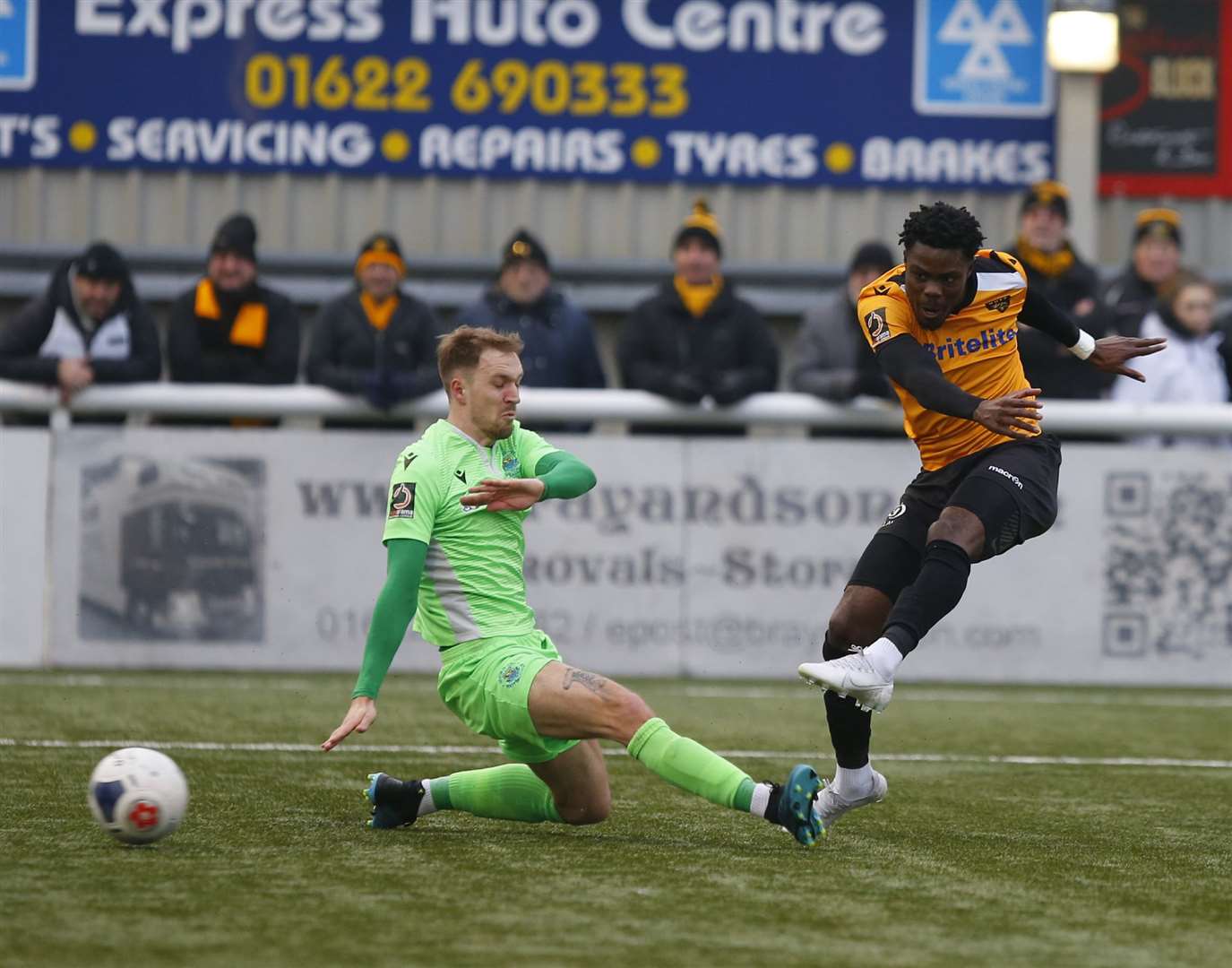 Justin Amaluzor goes for goal against Oxford City Picture: Andy Jones