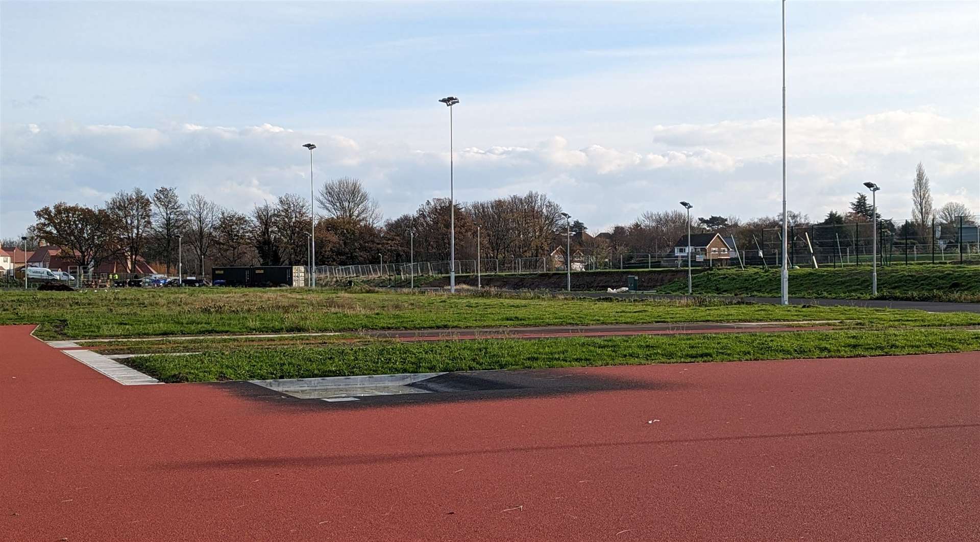 Work on the long-awaited athletics track at Three Hills in Folkestone has been halted