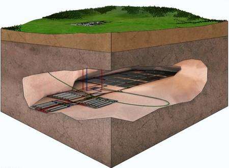 A three-dimensional image of the proposed Romney Marsh underground nuclear waste centre.
