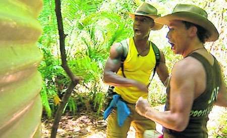 Joe Swash and Simon Webbe tackle their Bushtucker trial. Picture - Rex Features