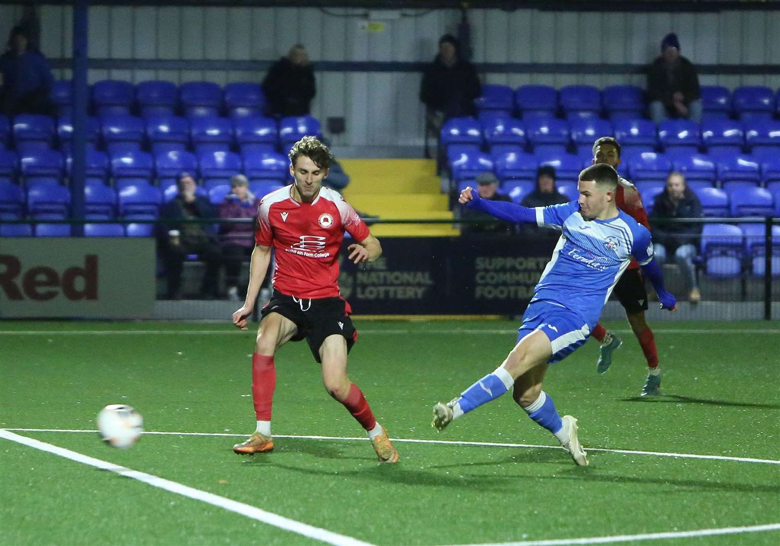 Jack Wood scores a goal against Eastbourne Borough. He's agreed to remain for the rest of the season on loan from Southend Picture: David Couldridge