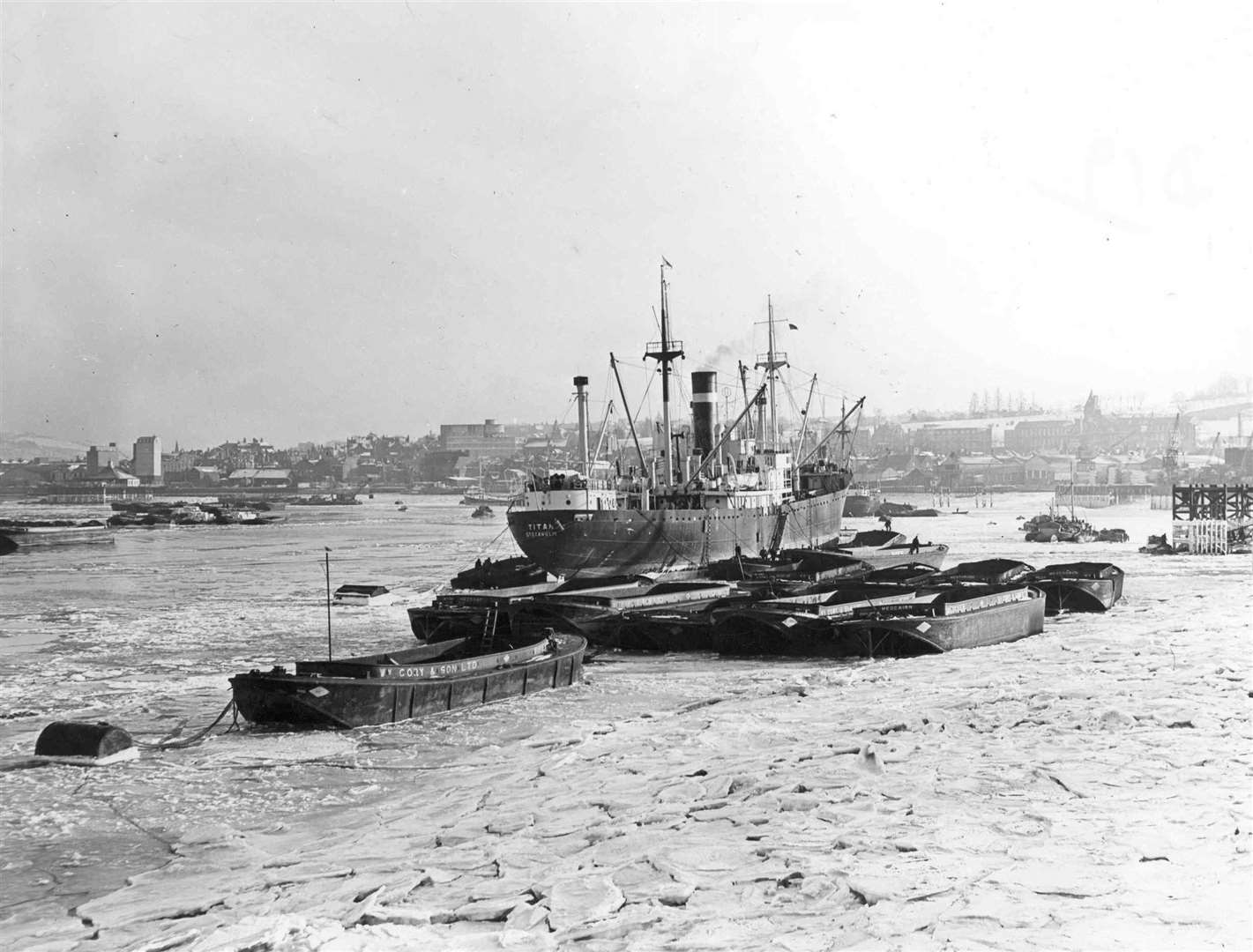 The winter of early 1963 was so severe that coal barges were frozen on the River Medway
